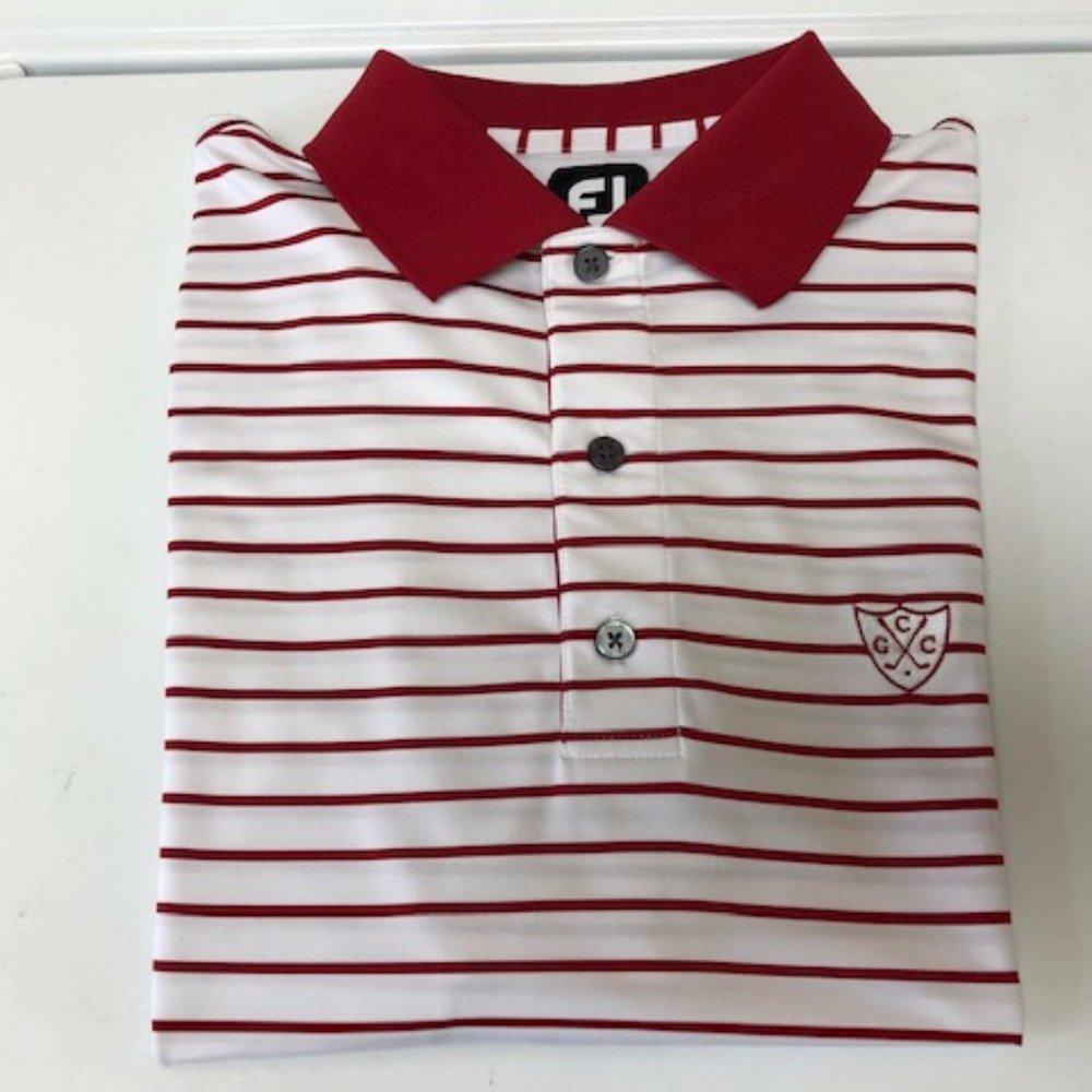 FootJoy Logoed Red Striped Size L Mens Golf Shirt